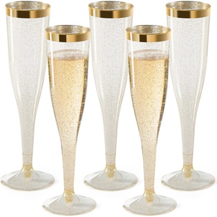 Champagne Flutes Disposable (Gold Rim) (6/pack)