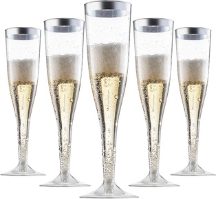 Champagne Flutes Disposable (Silver) (6/pack)