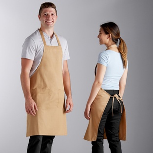 Apron Full Length Bib with Pockets 30"L x 34"W (Khaki)