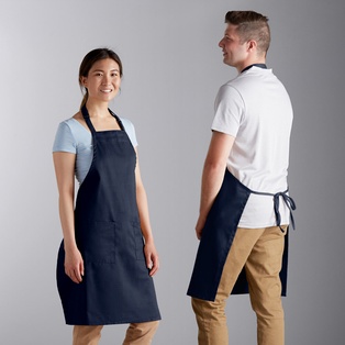 Apron Full Length Bib with Pockets 30"L x 34"W (Navy Blue)