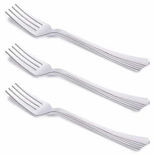 Fork Set (Plastic) (Silver) (10/pack)