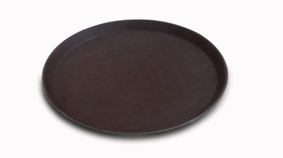 Serving Tray Non Skid Round 16" (Black) or (Brown)