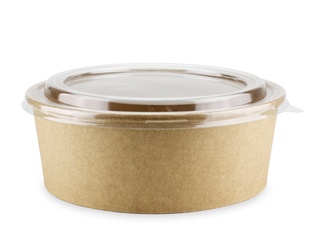 Salad Bowl with PET Lid 1300ml Kraft 100pk