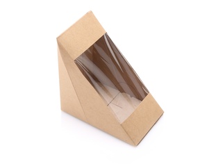 Sandwich Wedge with PET Window 82mm Kraft