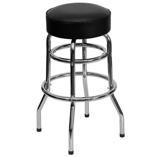 Barstool Double Ring with 3 1/2" Thick Seat (Black)