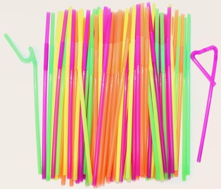 Straws 9" Unwrapped (Flex) (Neon) 100pk