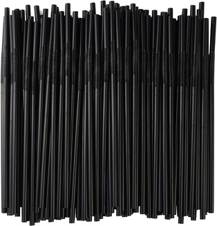 Straws 9" Unwrapped (Flex) (Black) 100pk