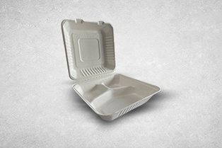 Bagasse Clamshell 9" (3 Compartment) (200/case (Biodegradable)