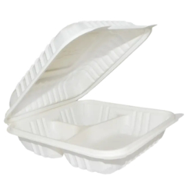 ARC - White 8" Clamshell w/ Three Compartment