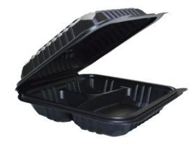 ARC - Black 8" Clamshell w/ Three Compartment