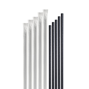 Paper Straws Black 10” wrapped