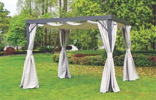 Gazebo w/Retractable Covering (Taupe) (Black Powder Coating)