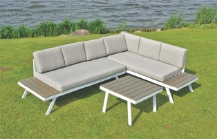 Outdoor Furniture Set (La Connor) (Taupe Cushions with White Frame)