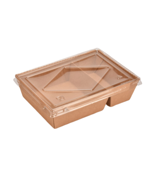 Lunch Box (Kraft) with two (2) Compartment & (Diamond) Pet Lid