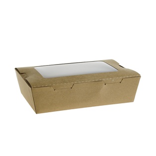 Salad Box (1200ml) with Pet Window (Kraft)