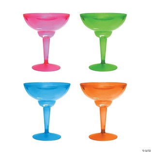 *** Margarita Disposable  Plastic cups 6pcs ( Neon)***